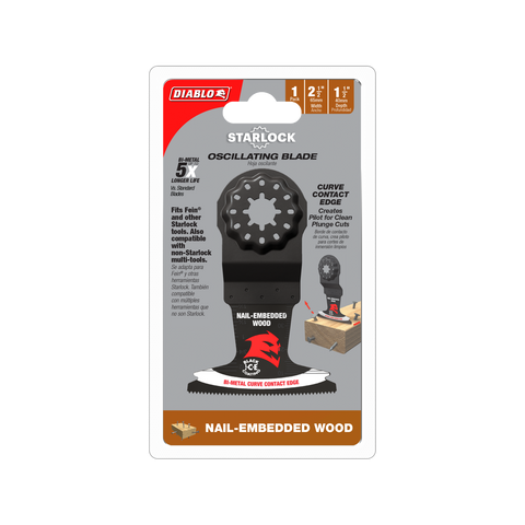 Diablo 65mm Starlock Bi-Metal Multi-Tool Blade - Nail-Embedded Wood