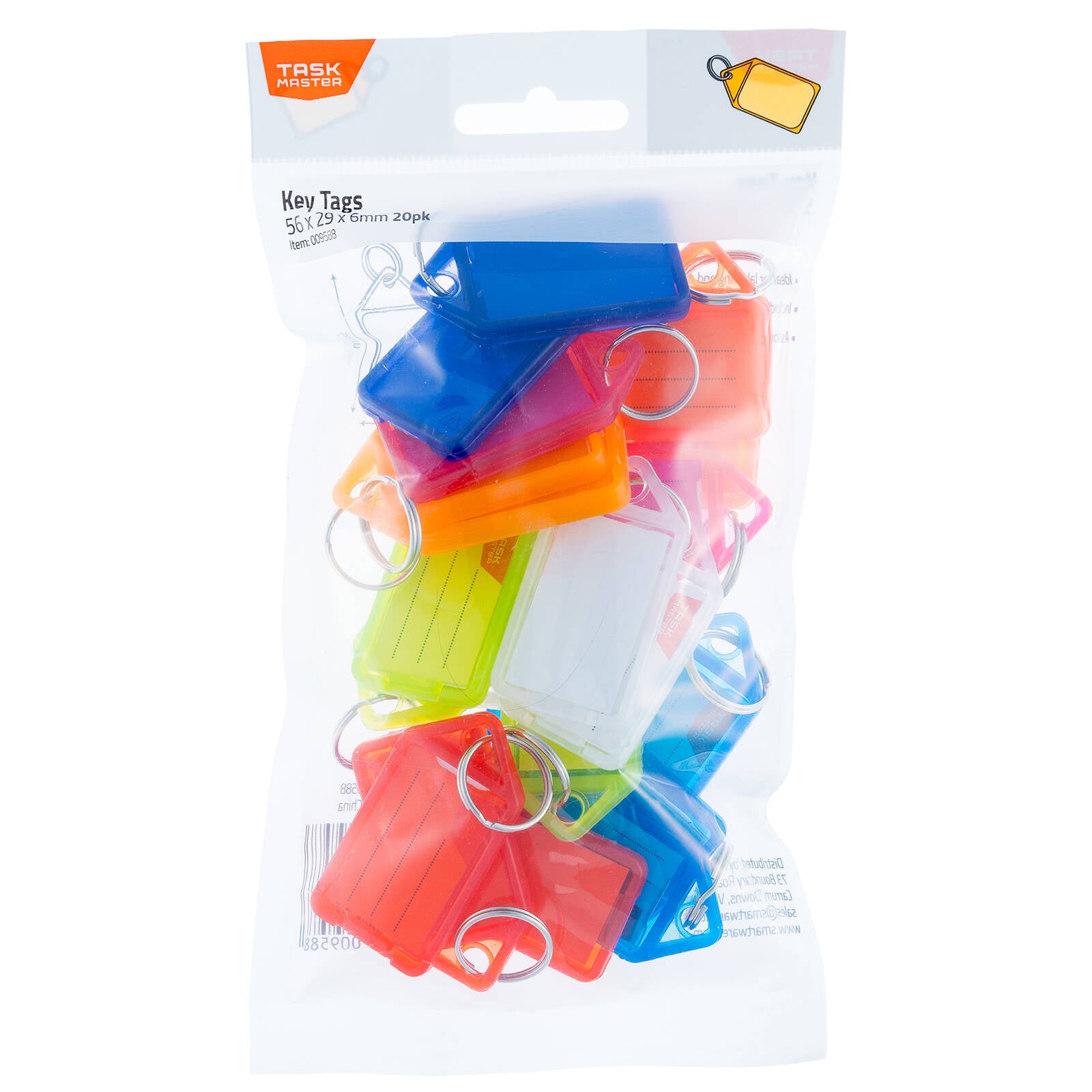 Taskmaster Key Tags with Key Ring, 56 x 29 x 6mm, 20 Pack