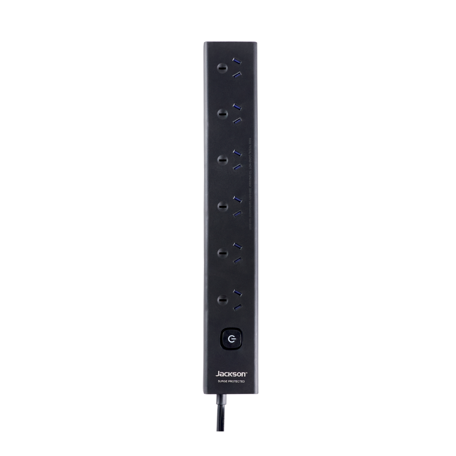 Jackson 6 Outlet Powerboard with Master Switch, 350J Surge, Black