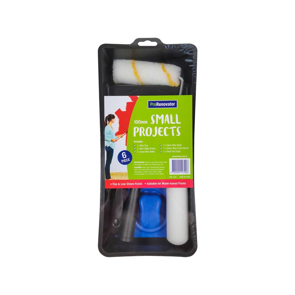 Pro Renovator 6 Piece Painting Kit with 100mm Tray, Roller & Edger