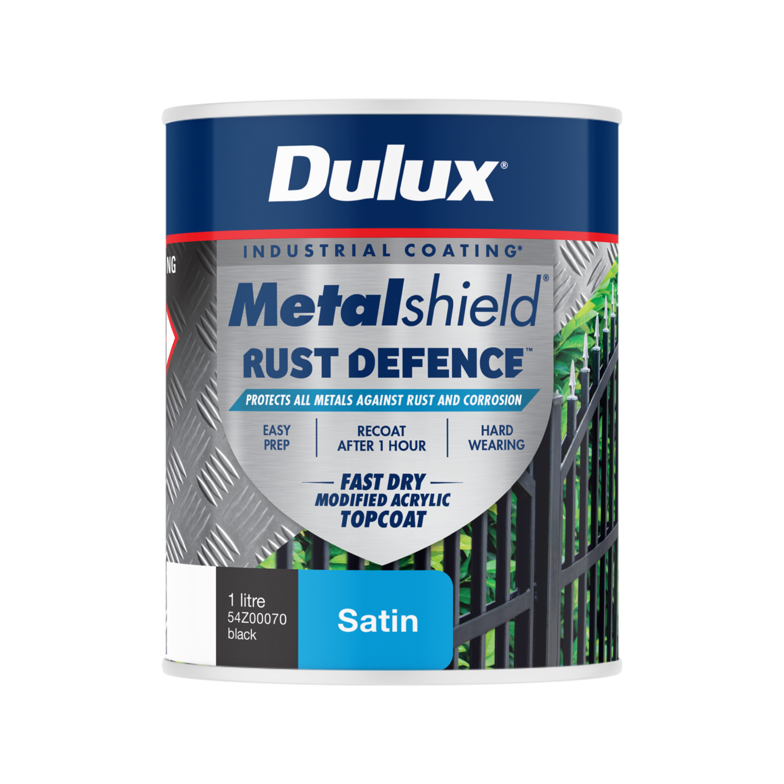Dulux Metalshield 1L Black Satin Rust Defence Enamel