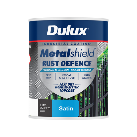 Dulux Metalshield 1L Black Satin Rust Defence Enamel
