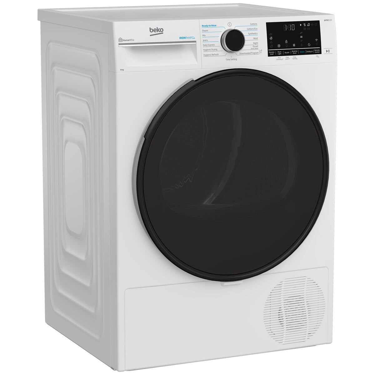 Beko 9kg Heat Pump Dryer in White - Steam Refresh, HomeWhiz Wi-Fi App, 9 Star Rating - BDPB903SW