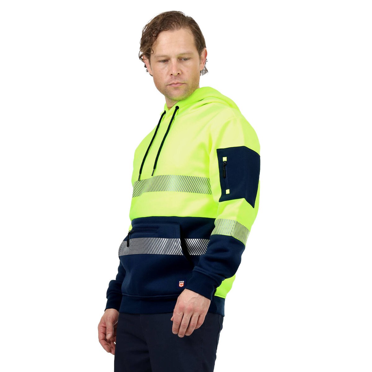 Citeco Yellow Hi Vis Taped Hoodie - Reflective Fleece, Men's Large
