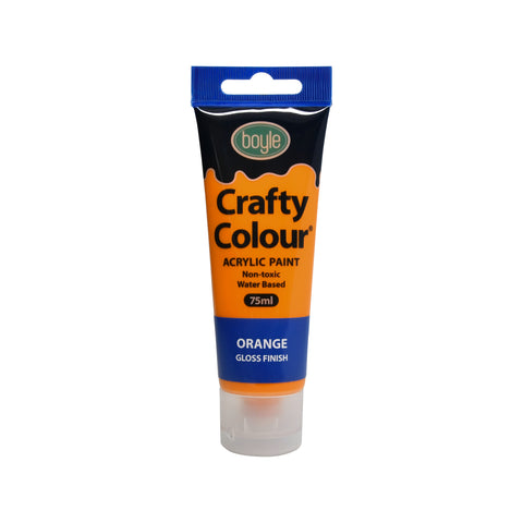 Boyle 75ml Orange Crafty Colour Acrylic Paint, Water Based, Gloss Finish