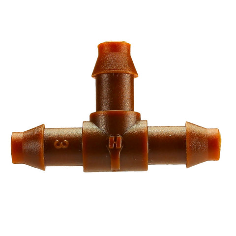 Holman 6mm Barbed Mini Tee - 5 Pack, Brown Drip Irrigation Fitting