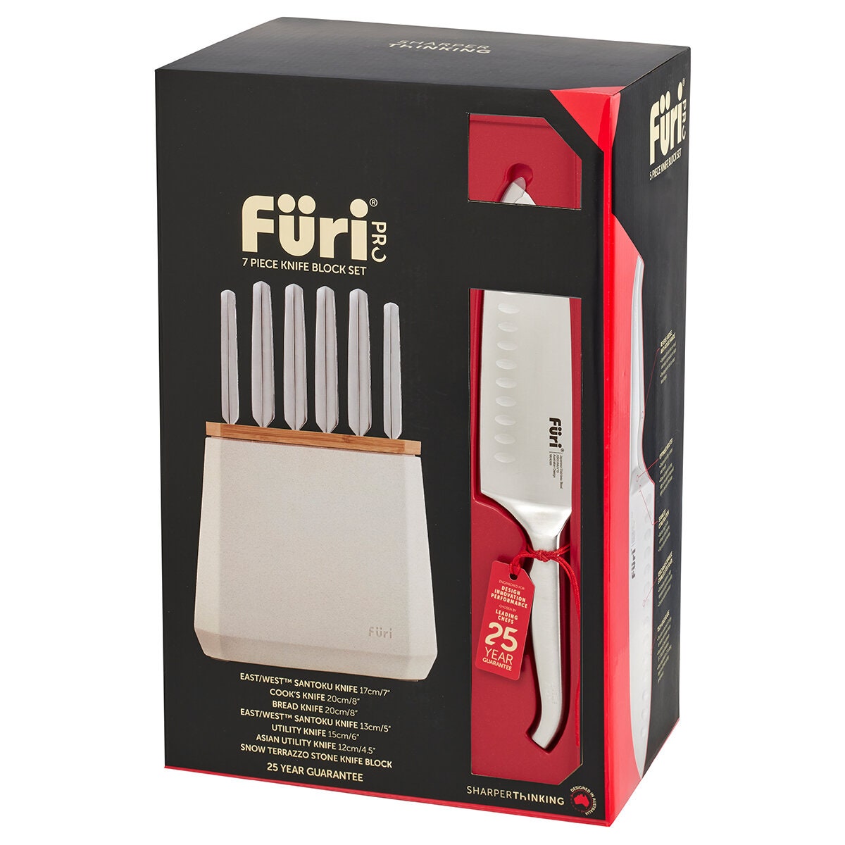 Furi Pro Stone Snow Terrazzo Seven Piece Knife Block Set - 25 Year Warranty, 4.8kg - 41511