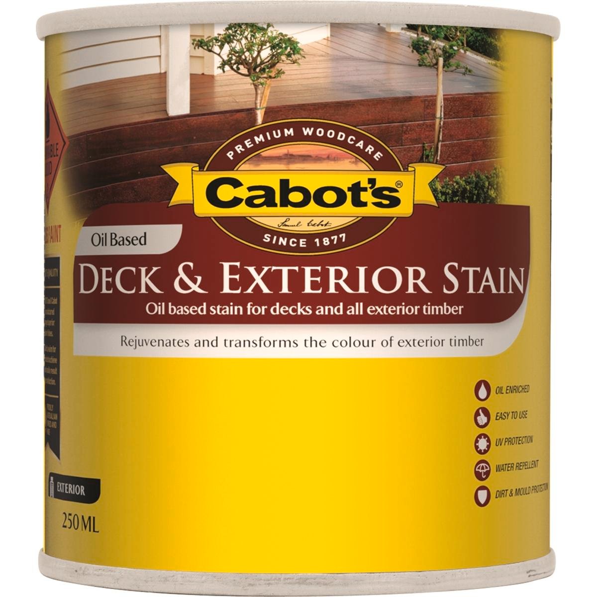 Cabot's October Brown Oil Based Deck & Exterior Stain 250ml - Waterproof, Splatter Resistant Decking Stain