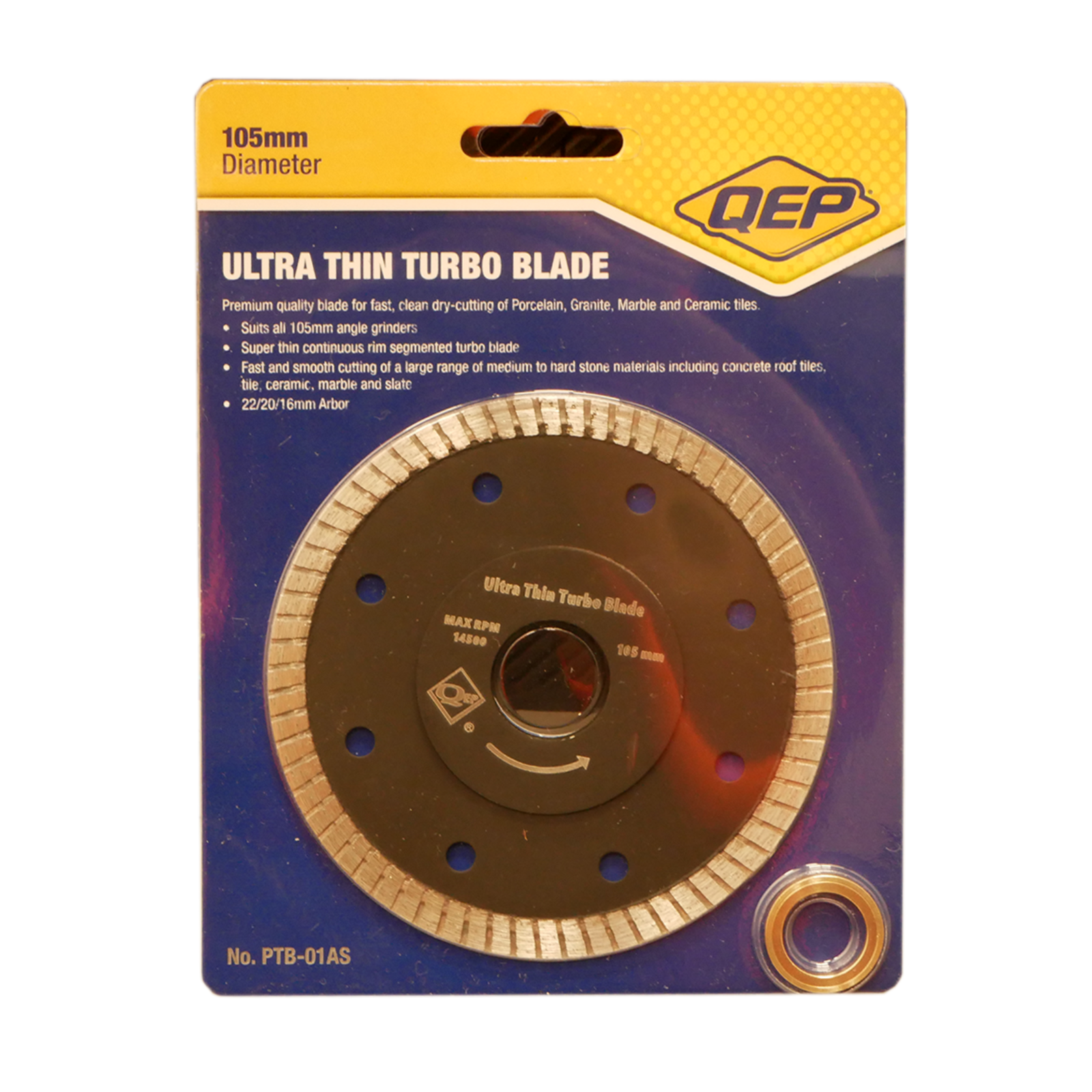 QEP 105mm Ultra Thin Turbo Diamond Tile Saw Blade - Fast Cutting