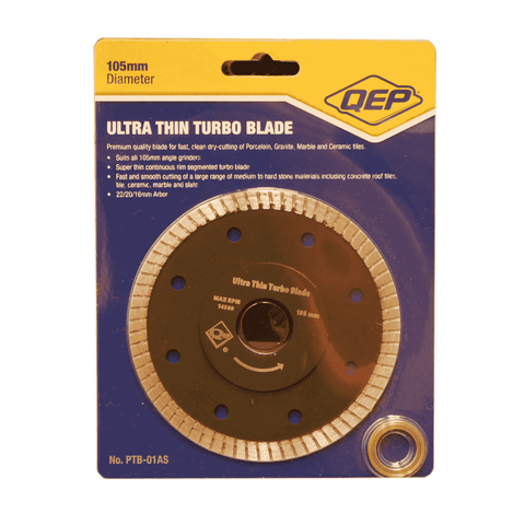 QEP 105mm Ultra Thin Turbo Diamond Tile Saw Blade - Fast Cutting
