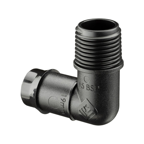 Pope 19mm Barbed x 15mm BSP Male Threaded Elbow 5 Pack - Black Poly, 1000kPa