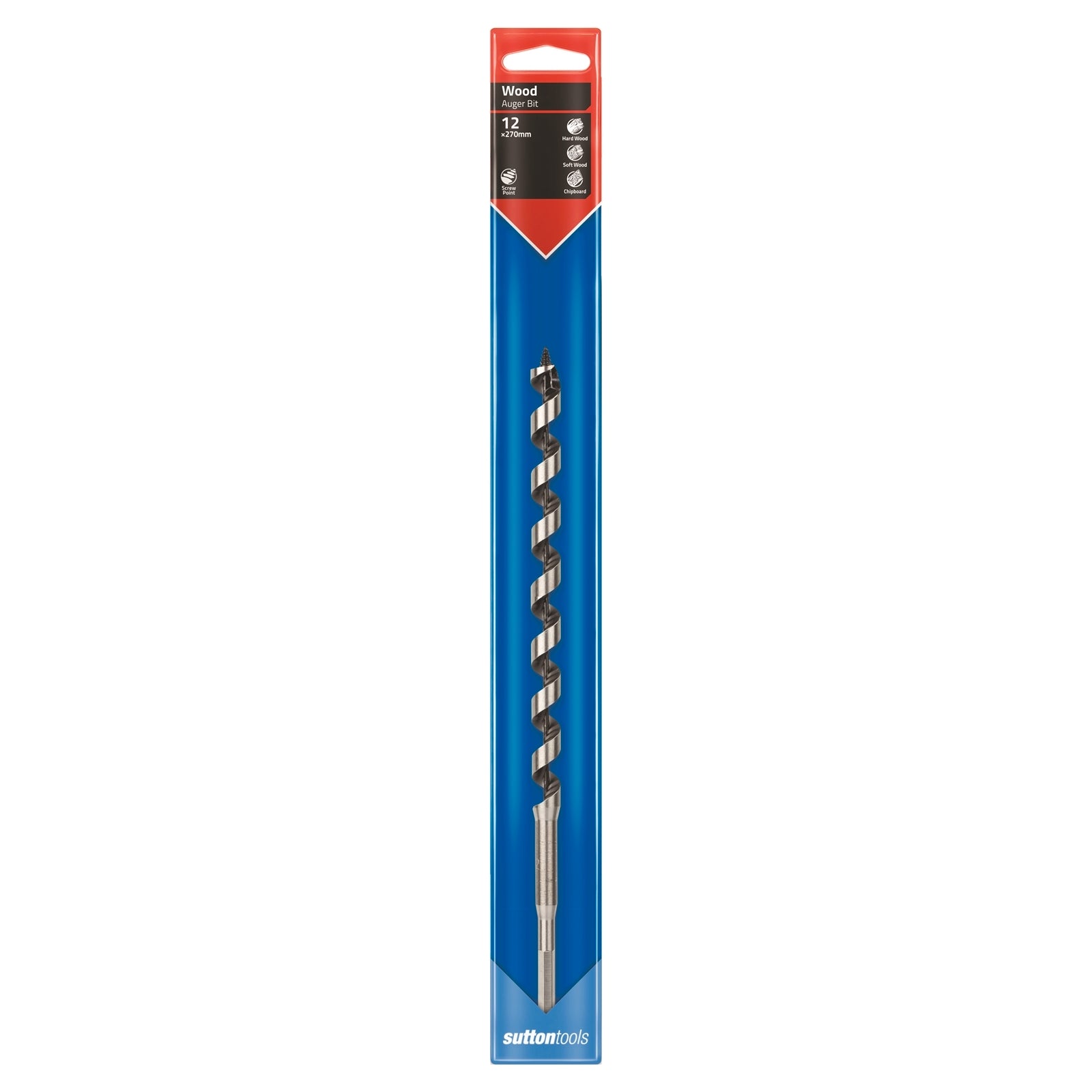 Sutton Tools 270 x 12mm Medium Auger Bit Steel for Fast Timber Drilling