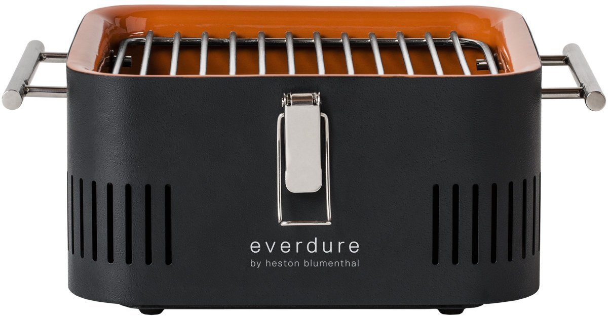 Everdure by Heston Blumenthal Cube Portable Charcoal BBQ - Porcelain Enamel Firebox - Black - HBCUBEG