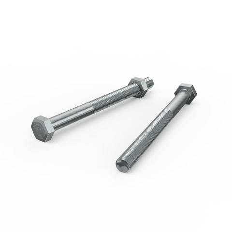 ZENITH M10 x 125mm Zinc Plated 4.6 Grade Hex Head Bolt and Nut