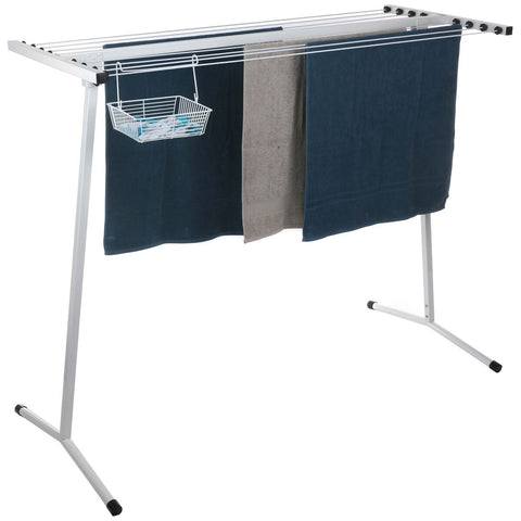 L.T. Williams Small Freestanding Airer - 12m Hanging Space, 8 Drying Rails, Spring-Loaded Pin, White - 4671