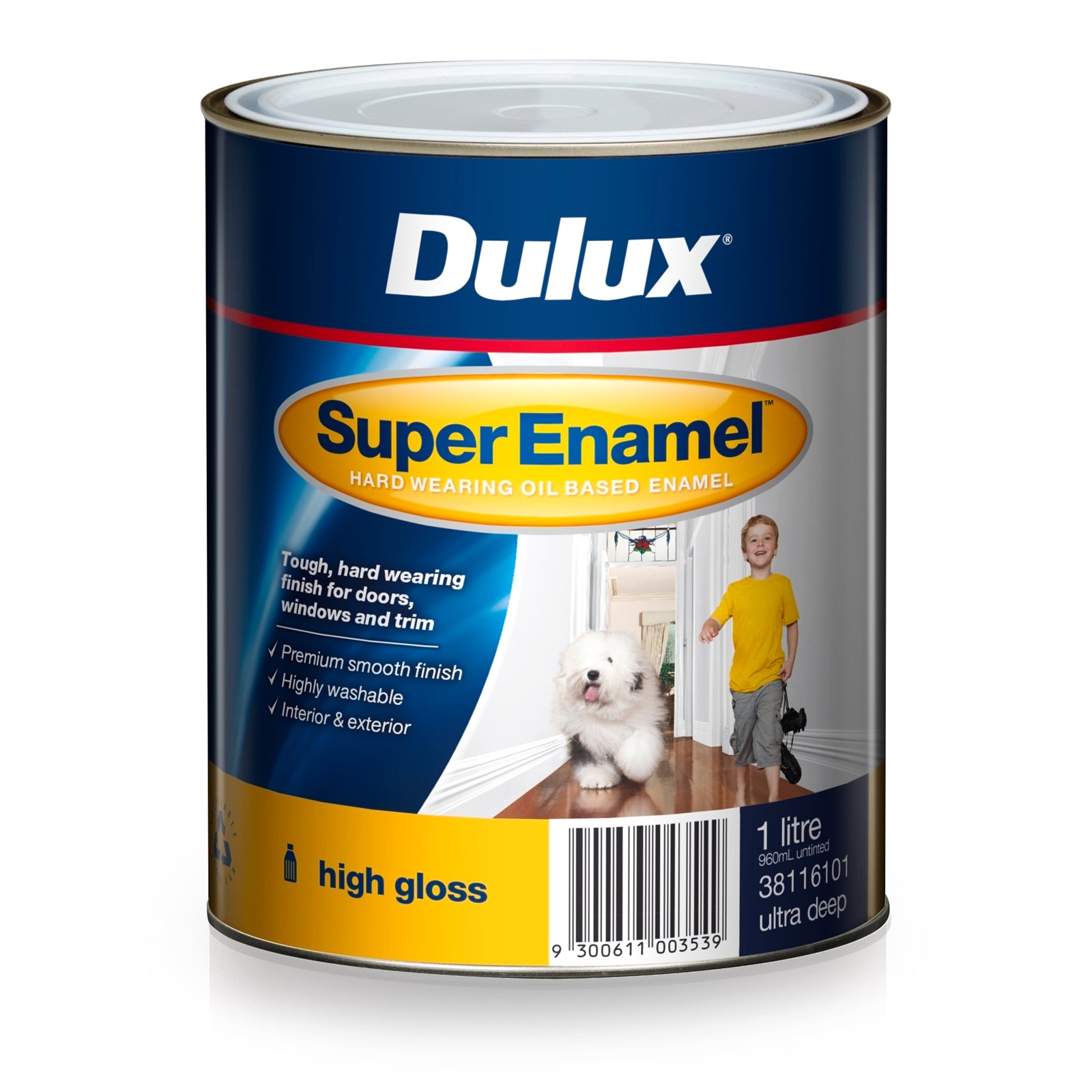 Dulux Super Enamel High Gloss Oil Based Paint 1L Ultra Deep Base, Interior & Exterior