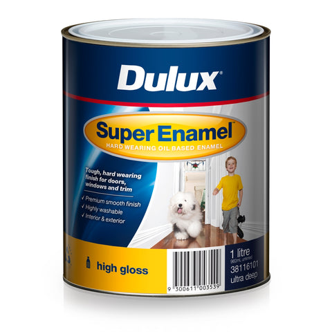 Dulux Super Enamel High Gloss Oil Based Paint 1L Ultra Deep Base, Interior & Exterior