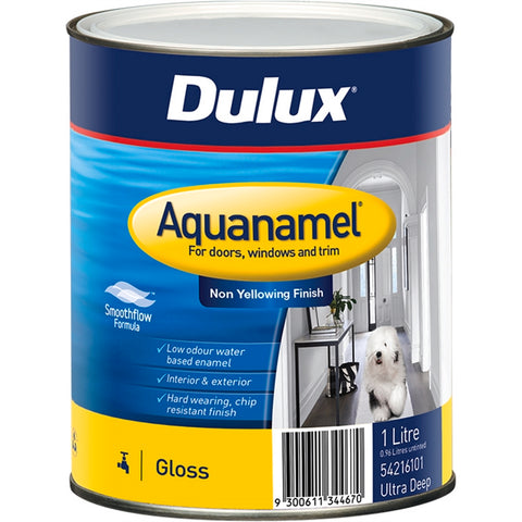 Dulux Aquanamel Gloss Enamel Paint 1L Ultra Deep Base UV Resistant