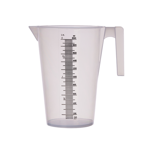 Garden Basics 2L Measuring Jug - Clear Plastic with Pouring Spout
