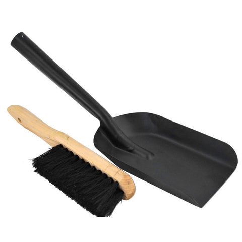Samba Fire Tool Shovel and Hearth Brush Set Black for Wood Fires and BBQs