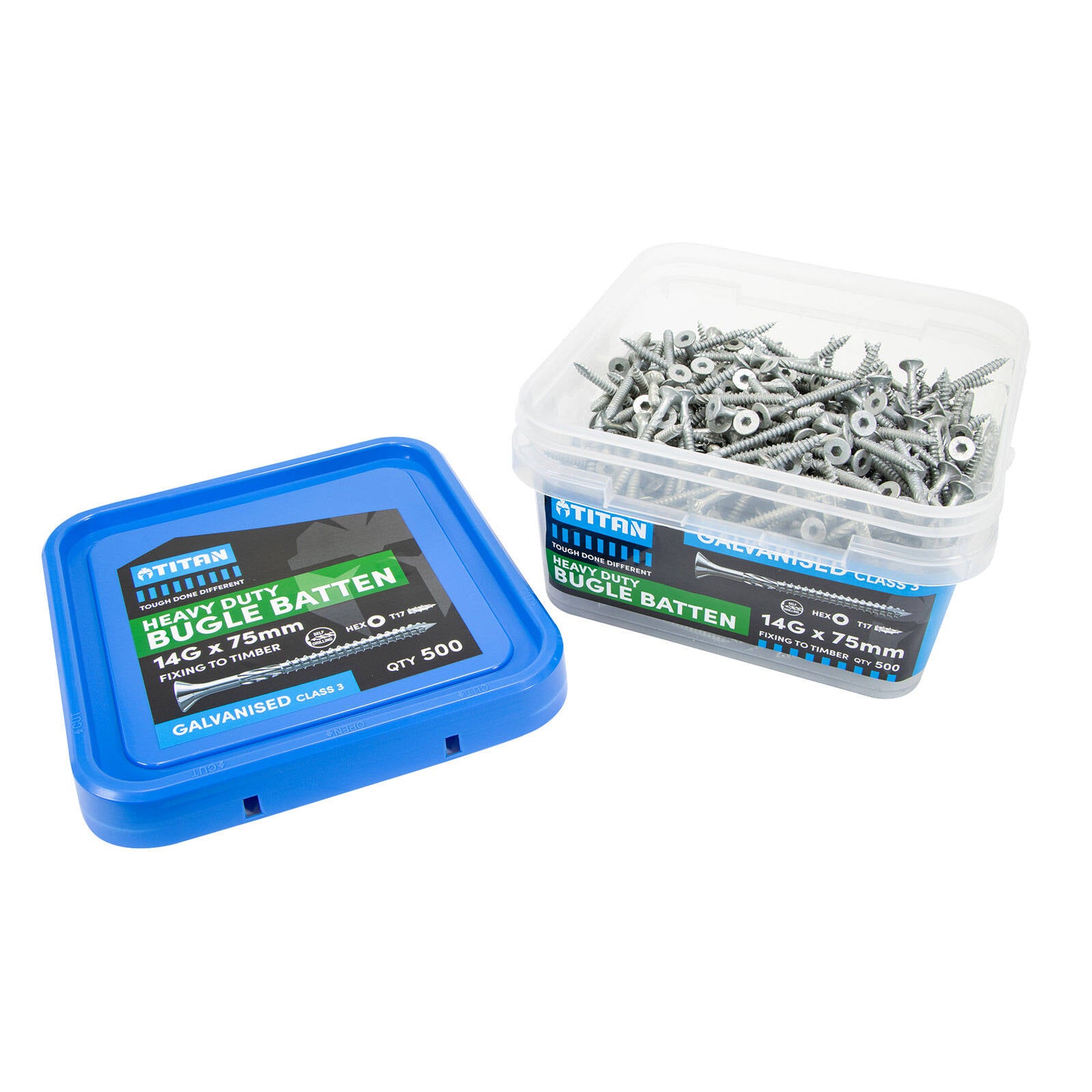 Titan 14g x 75mm Class 3 Galvanised Bugle Batten Screw, Type 17 - 500 Pack