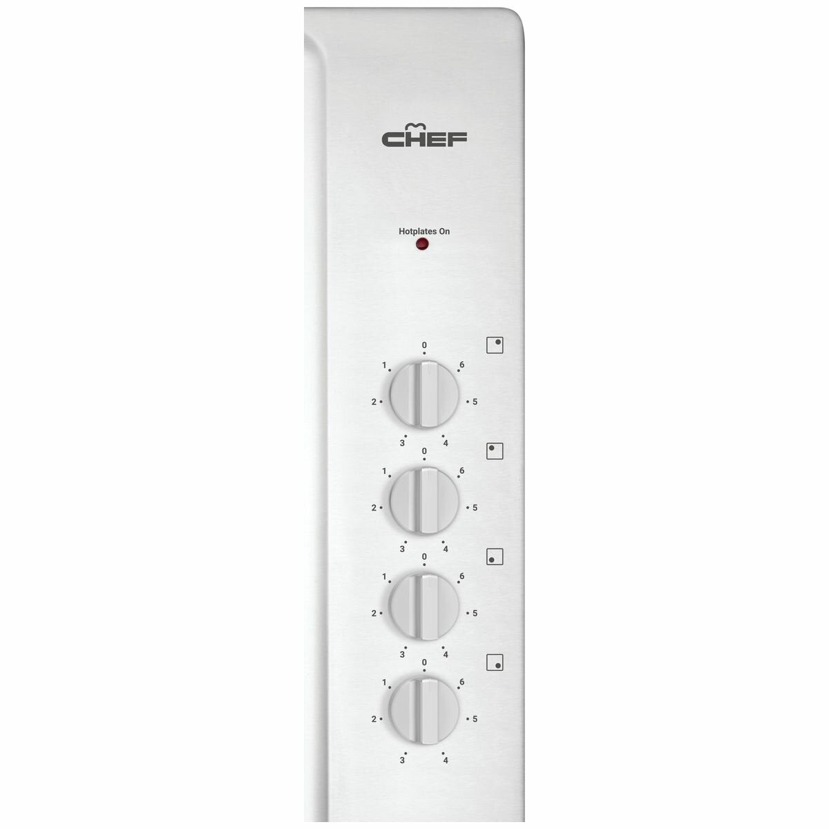 Chef 60cm electric cooktop - 4 hotplates, stainless steel finish, side controls - CHS642SB