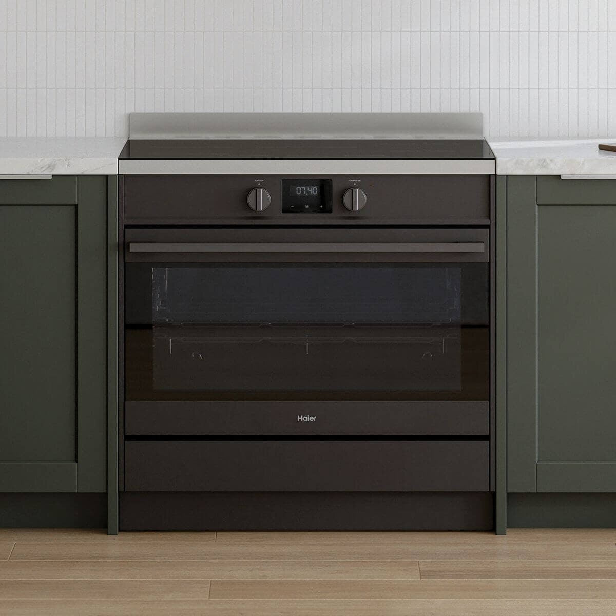 Haier 90cm Electric Freestanding Induction Oven 149L - Black, Air Fry, Steam Bakery, Five Zones - HOR90S11IBX2