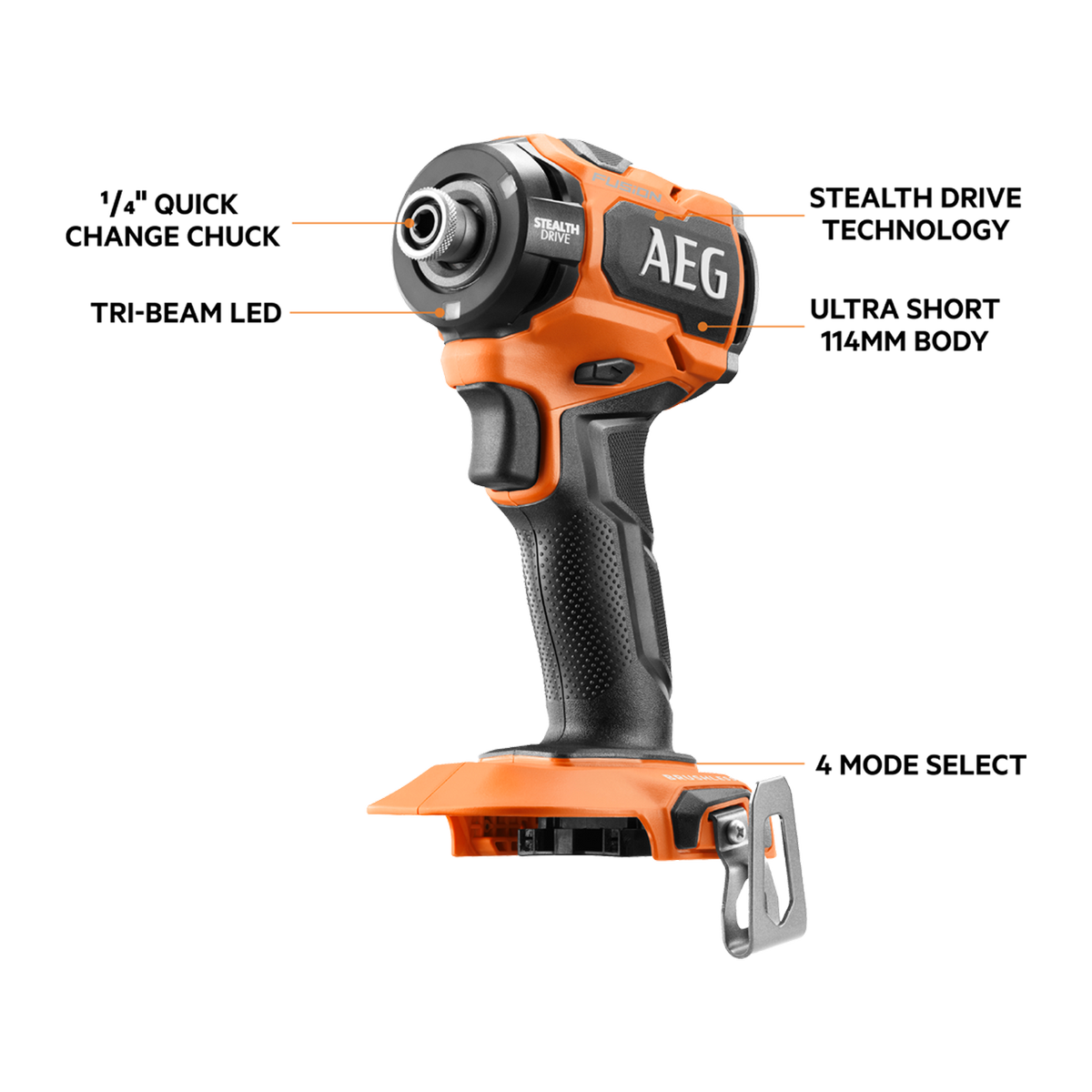 AEG 18V Fusion Stealth Cordless Impact Driver 4Ah Kit A18FSID41 - Brushless