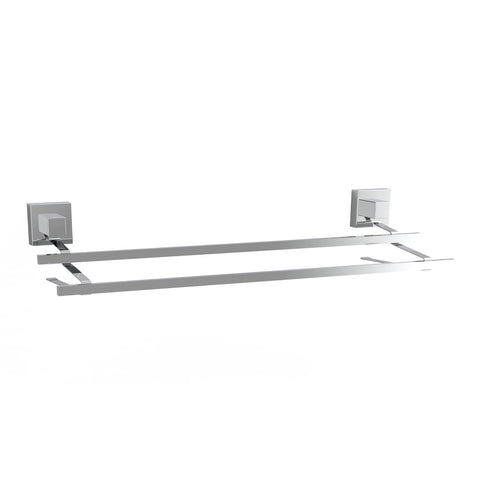 Fusion-Loc 60cm 26kg Chrome Stainless Steel Suction Double Towel Rail