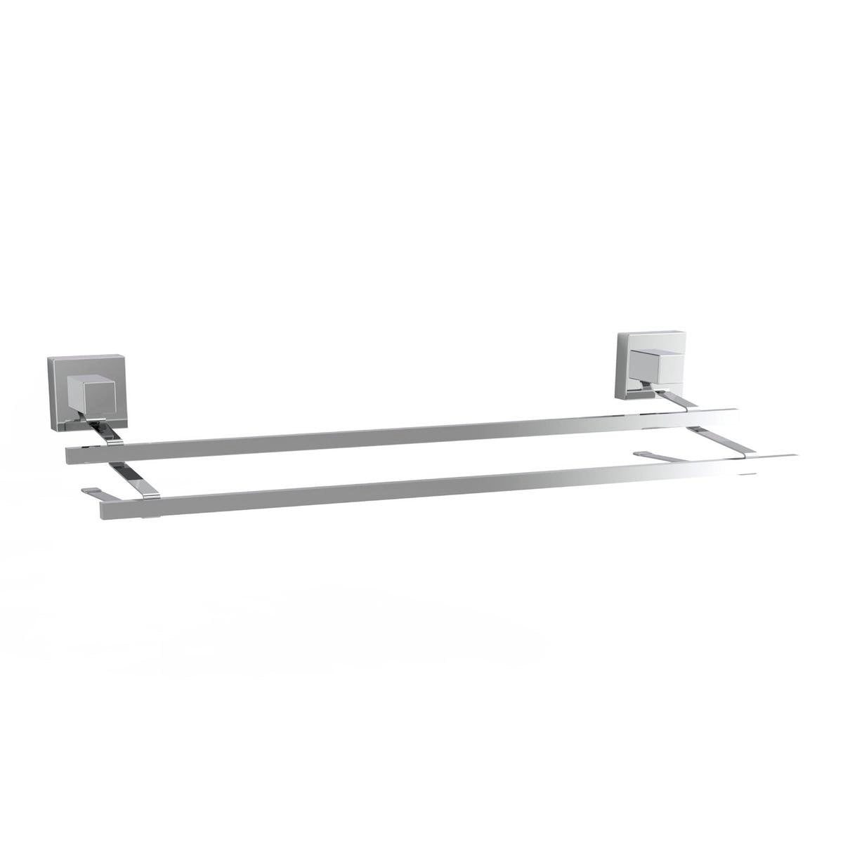 Fusion-Loc 60cm 26kg Chrome Stainless Steel Suction Double Towel Rail