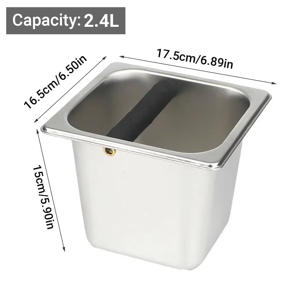2.4L Stainless Steel Coffee Knock Box Espresso Grounds Bin with Anti Slip Bar - view 3