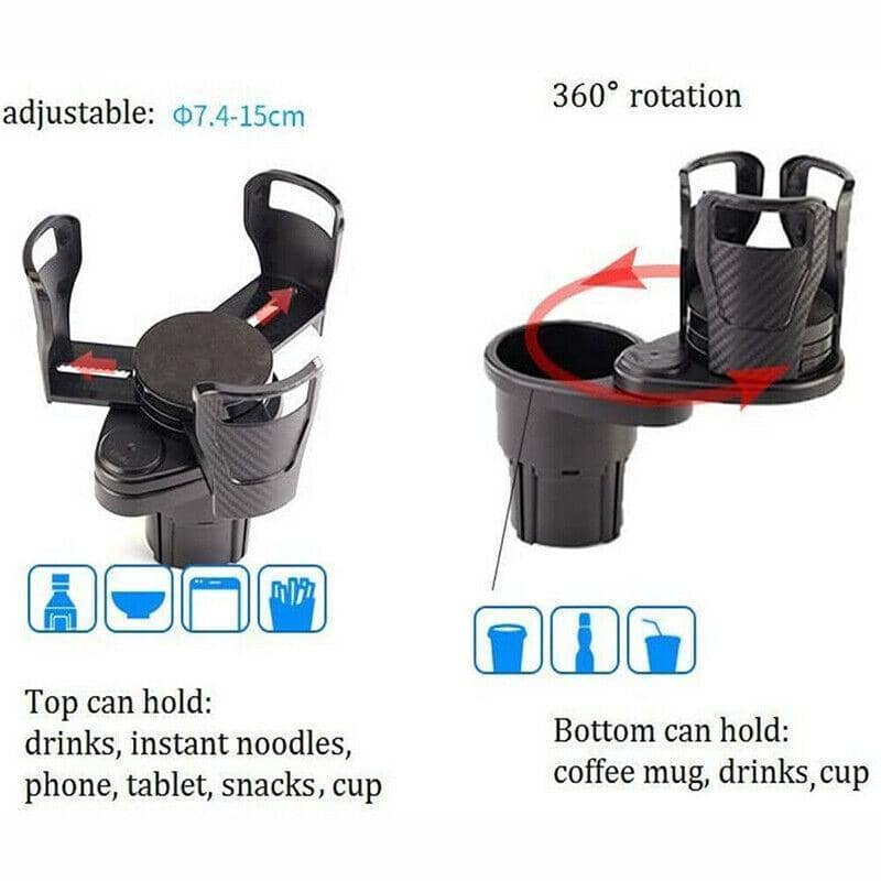 2-In-1 Car Cup Holder Expander with 360 Degree Rotating Base for Most Cars - view 5