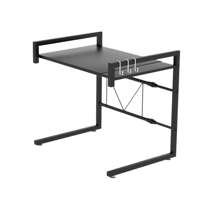 2 Tier Adjustable Microwave Shelf Stand, Black Metal Kitchen Counter Organiser, 40 to 65 cm Wide - view 2