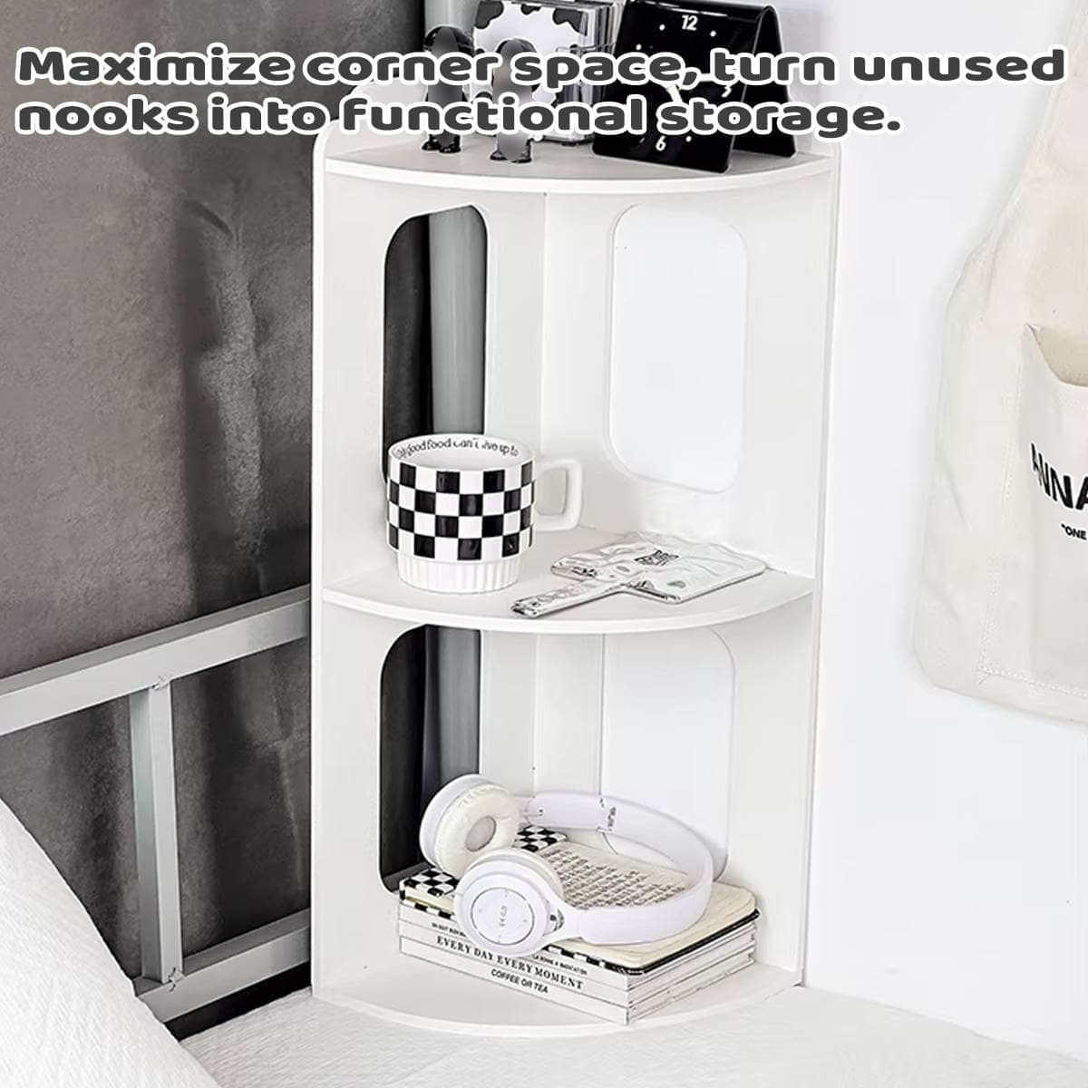 2 Tier Desktop Corner Shelf, Space Saving Storage Rack for Home and Office - view 4