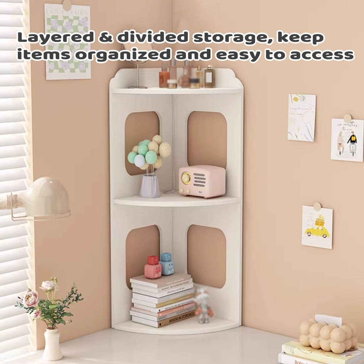 2 Tier Desktop Corner Shelf, Space Saving Storage Rack for Home and Office - view 5