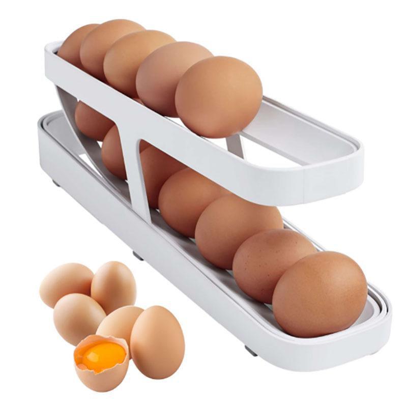 2-Tier Rolling Egg Dispenser for Fridge Storage - view 4
