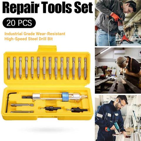 20 Piece Drill and Driver Bit Set - Quick-Change Adapter with Countersink