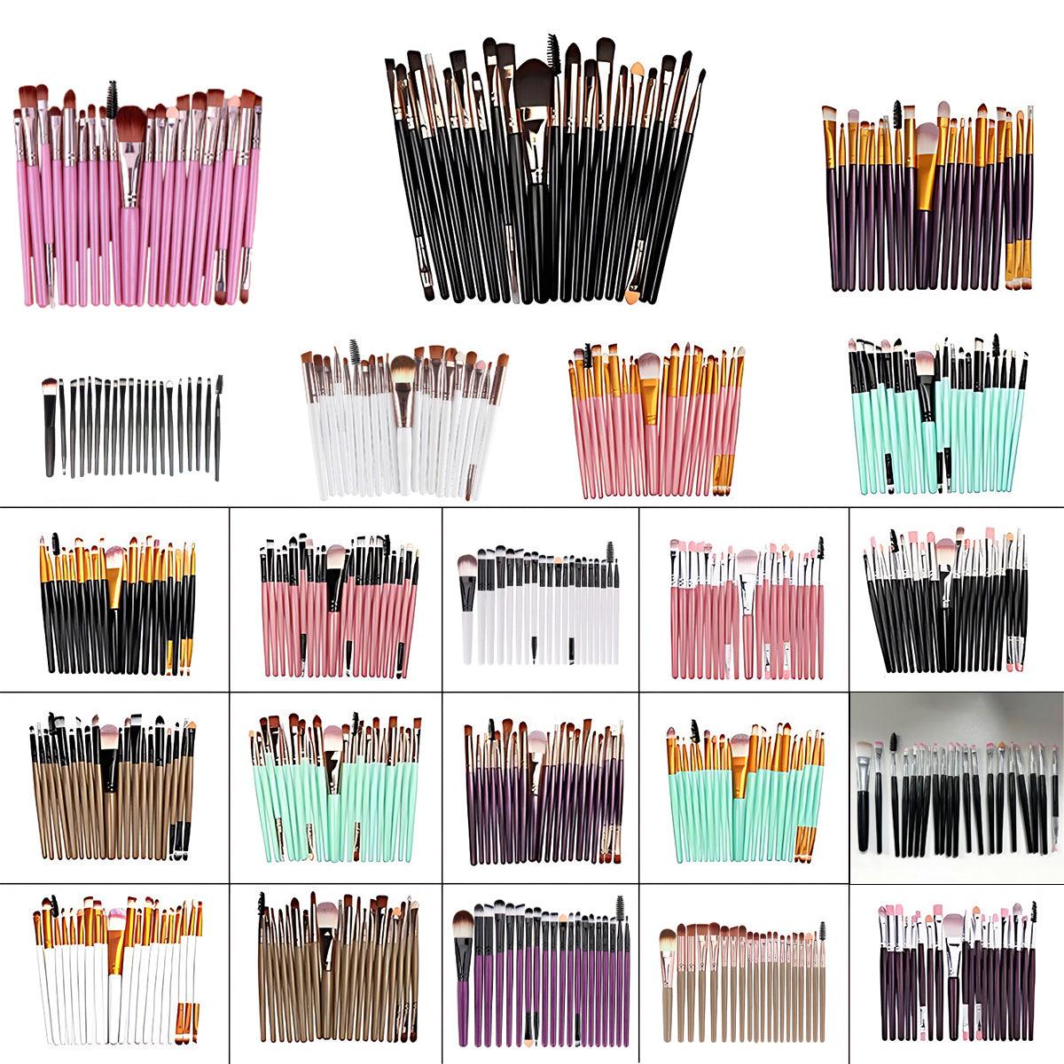 20 Piece Makeup Brush Set for Eyeshadow, Powder and Foundation - Purple and Rose Gold - view 3