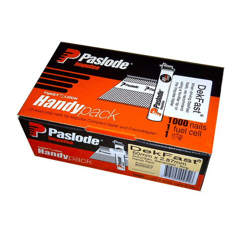 Paslode 50 x 2.87mm Galvanised Dekfast Impulse Nails - 1000 Pack