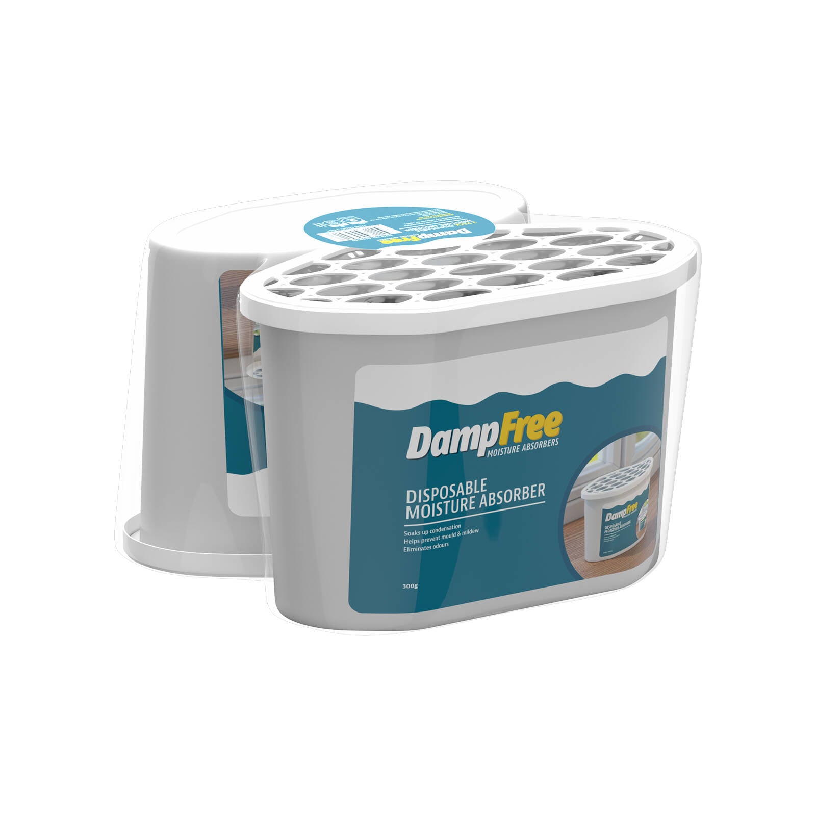 DampFree White 300g Calcium Chloride Disposable Moisture Absorbers 2 Pack