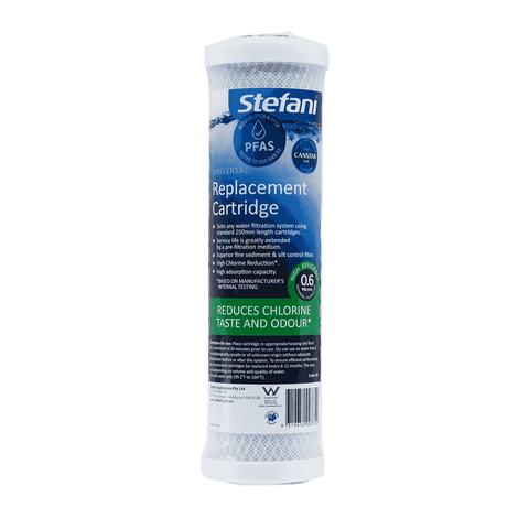 Stefani 250mm 0.6 Micron Extra Long Life Universal Carbon Block Water Filter Cartridge