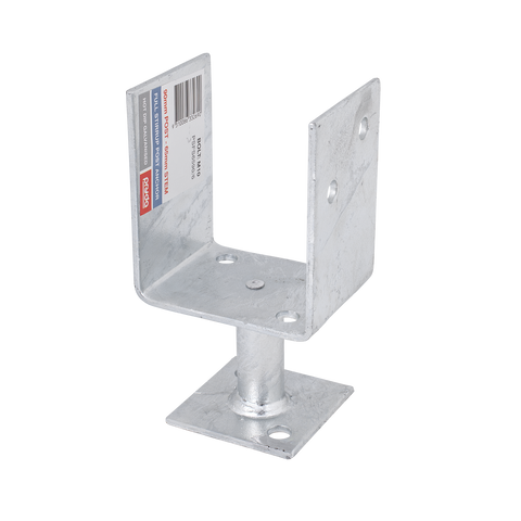 Pryda 65 x 90mm M10 Full Stirrup Post Anchor, Galvanised Steel