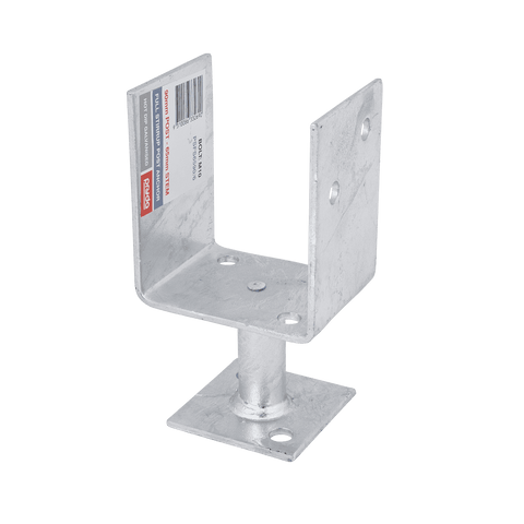 Pryda 65 x 90mm M10 Full Stirrup Post Anchor, Galvanised Steel