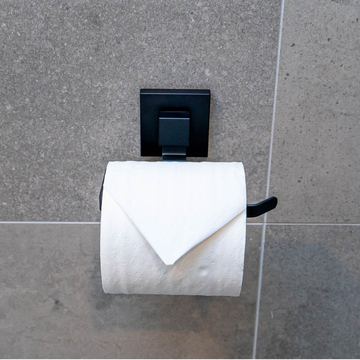 Fusion-Loc 13kg Suction Toilet Roll Holder - Matte Black Powder Coated Steel