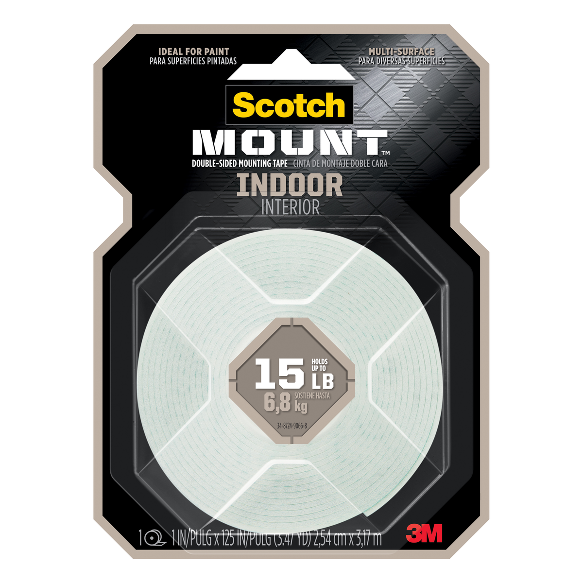 Scotch-Mount Indoor Double-Sided Mounting Tape 2.54cm x 318cm - White