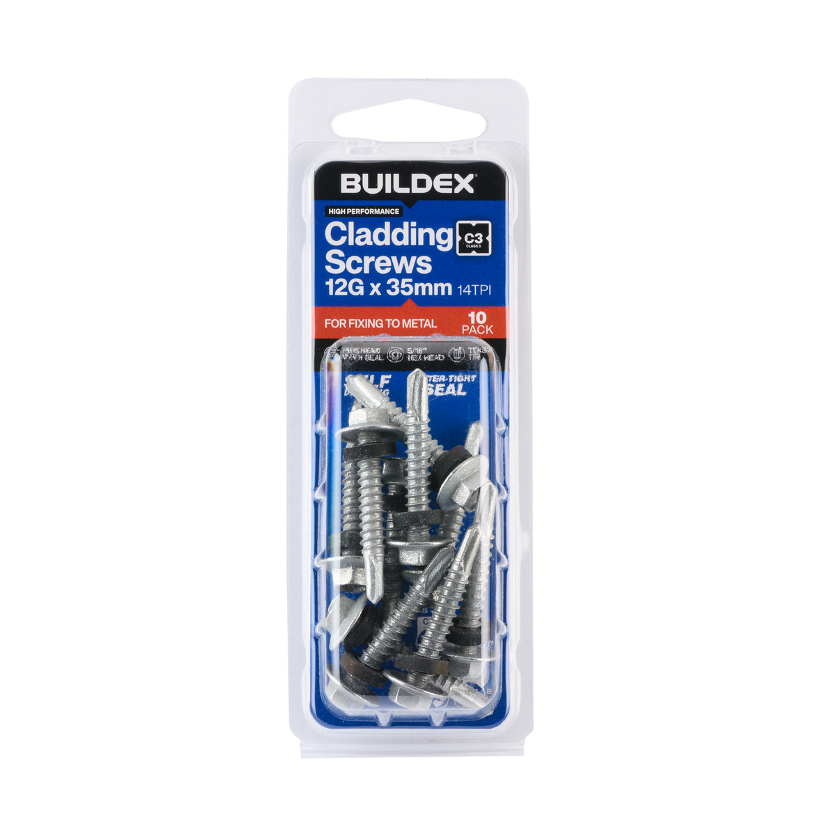 Buildex Roofing Teks Screws 12g x 35mm - Class 3 - 10 Pack - Self-Drilling - SuperSaverAU - view 1