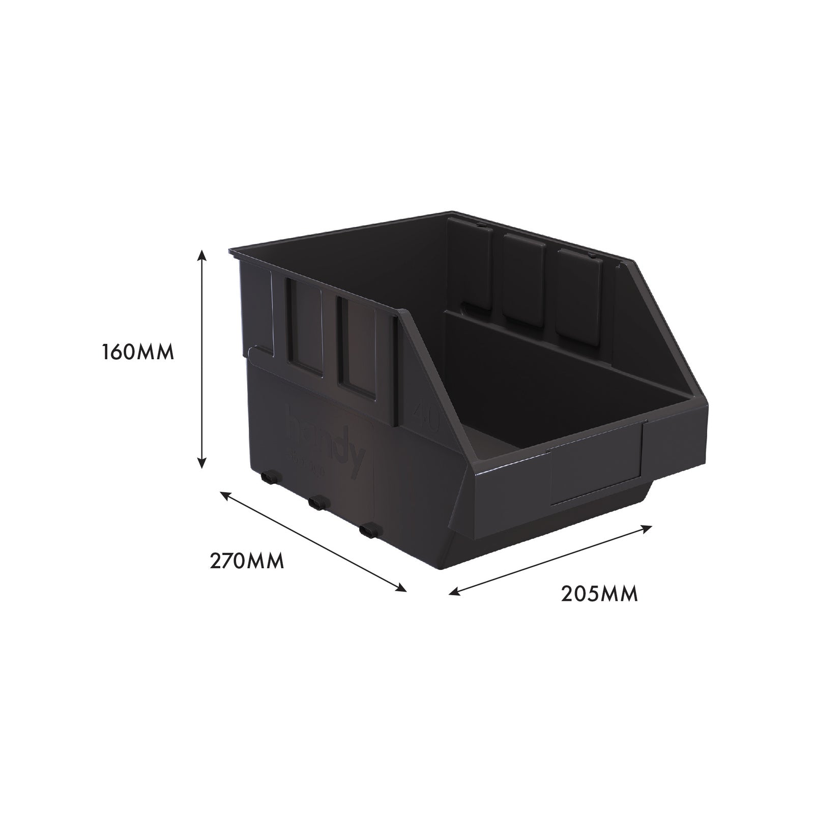 Handy Storage Size 40 Grey Plastic Storage Tote Stackable Nestable