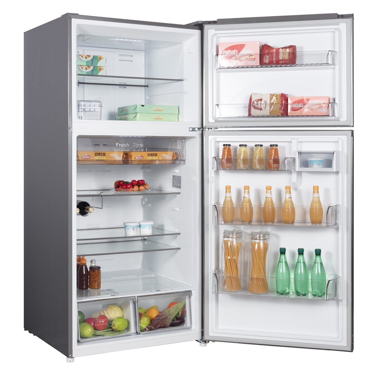 CHiQ 515L Top Mount Fridge - Stainless Steel with Wine Rack and Easy-to-Get Ice Box - CTM512NSS5E
