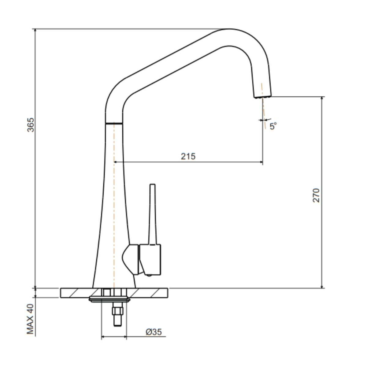 Armando Vicario Tink Kitchen Mixer Tap - Chrome Plated Brass, 4 Star WELS, Swivel Spout - TINK