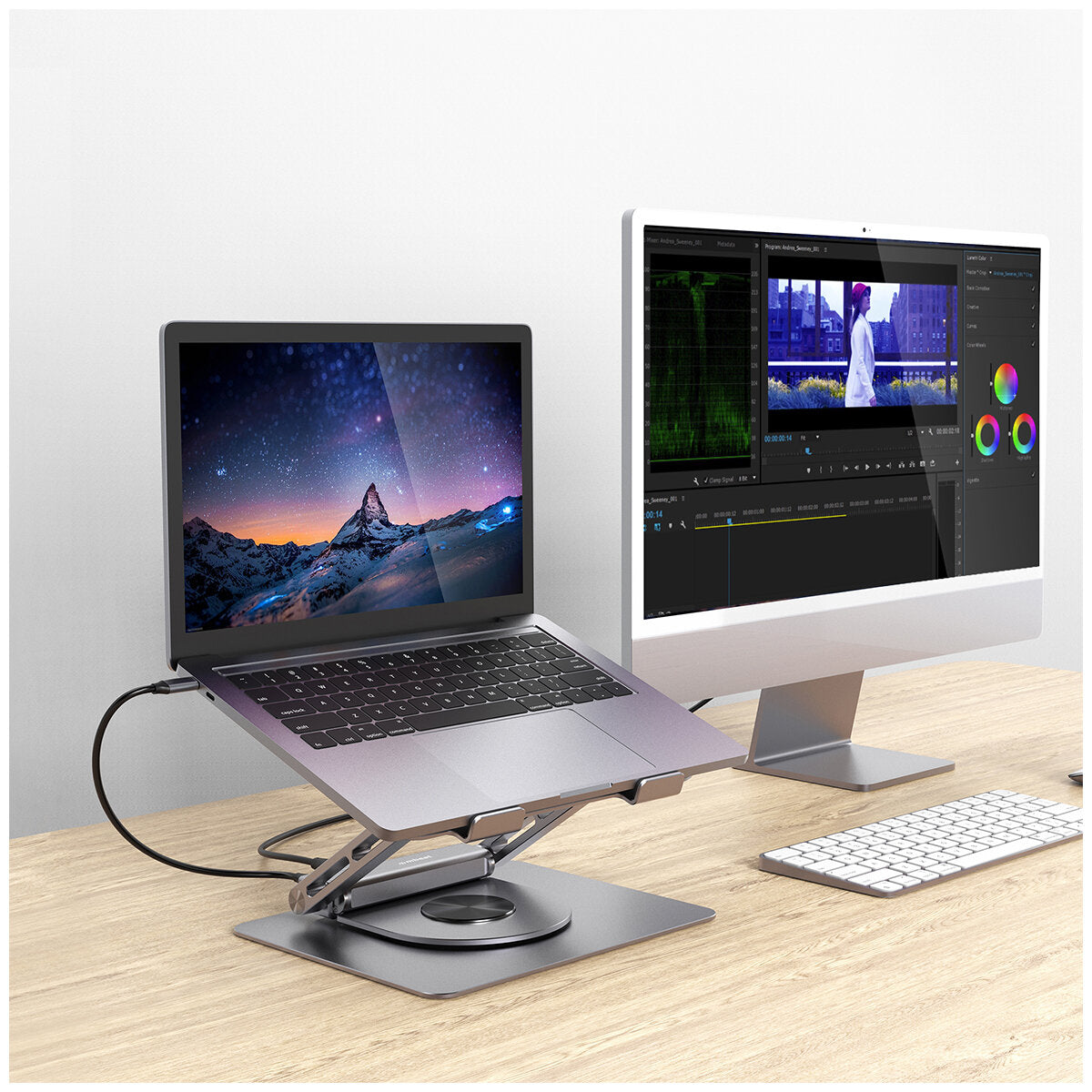 mBeat Stage S12 Rotating Laptop Stand with USB-C Docking Station Space Grey MB-STD-S12GRY - SuperSaverAU - view 6